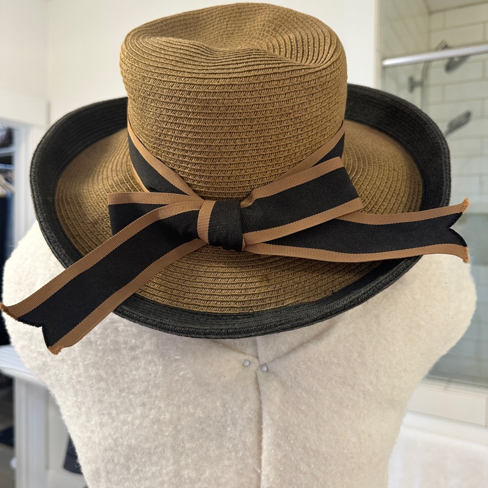 Karen Keith Two-Tone Tan/Brown & Black Women's Hat‎ with Bow - Picture 4 of 8